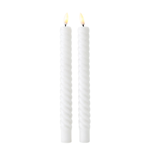 LED Pillar Candle Hearts Green RC - Set of 2
