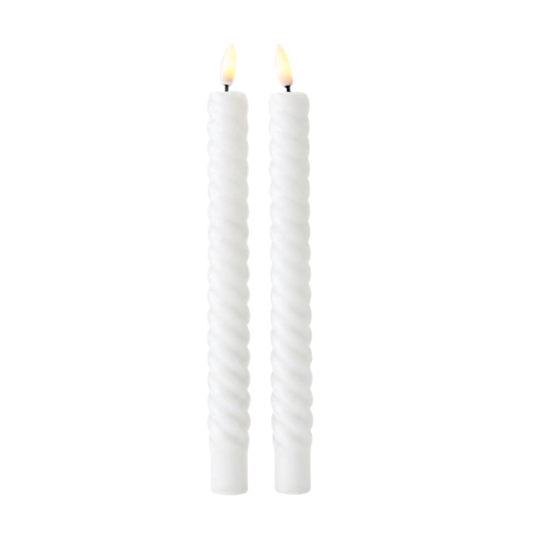LED Pillar Candle Hearts Green RC - Set of 2
