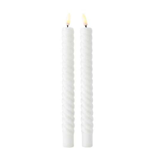 LED Swirl Candle White RC - Set of 2