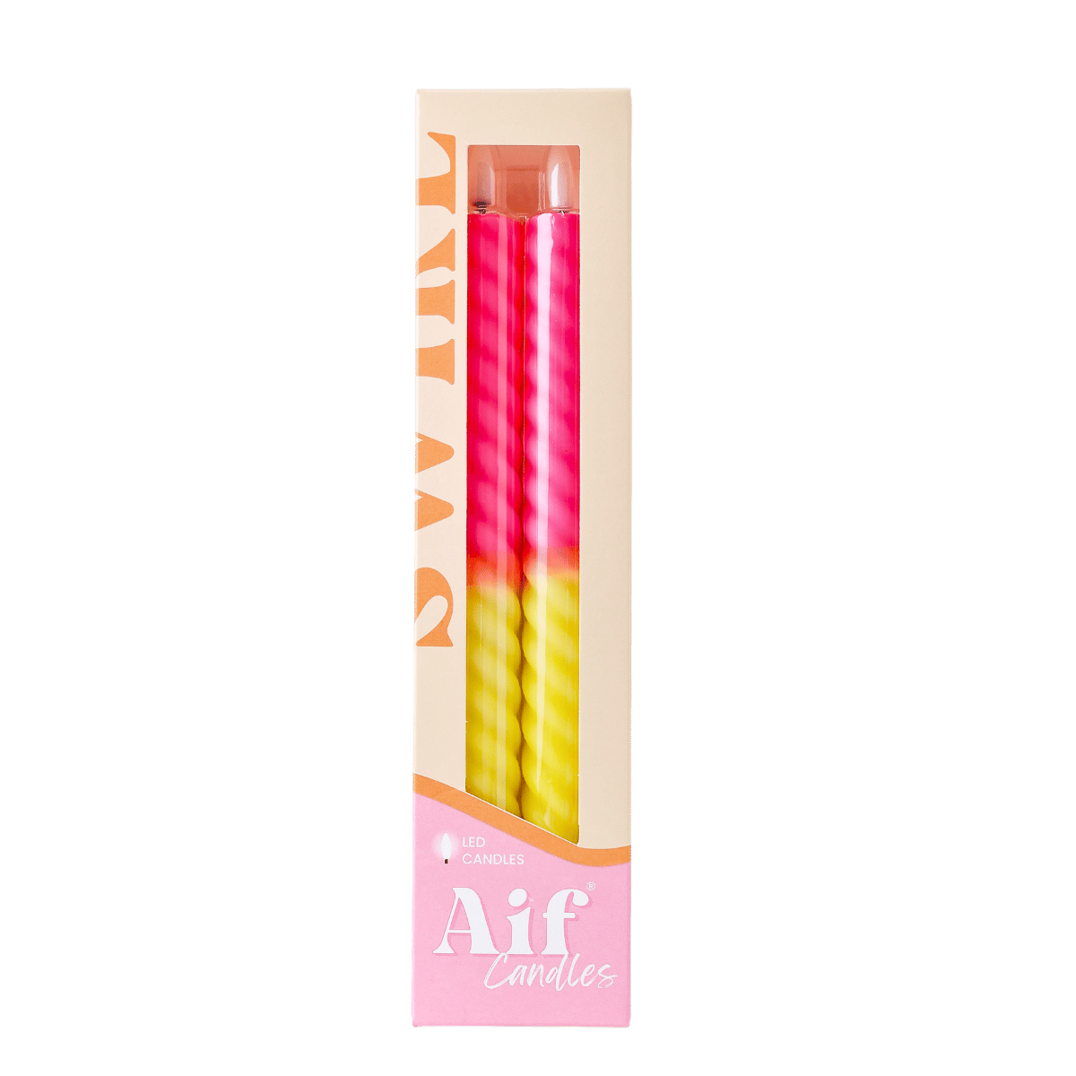 LED Swirl Candle Neon Bloom - Set of 2