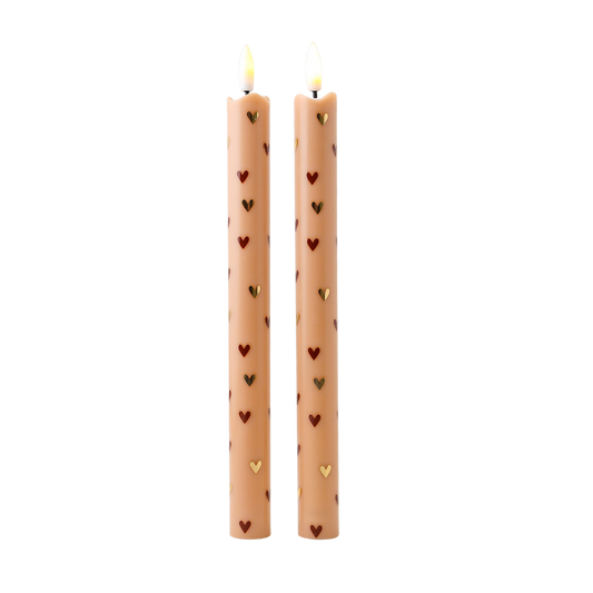LED Pillar Candle Hearts Sand - Set of 2