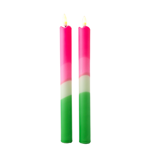 LED Pillar Candle Spring Tulip - Set of 2