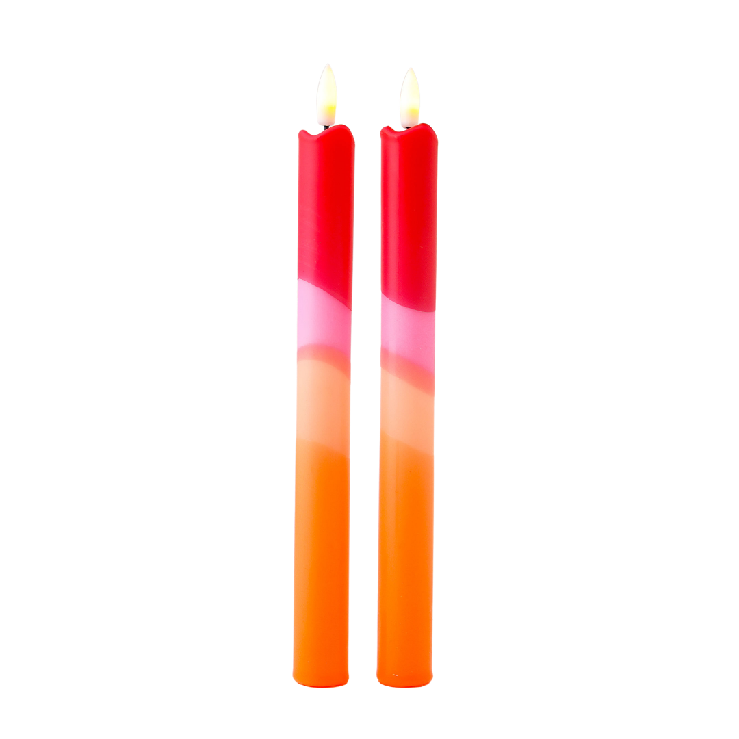 LED Pillar Candle Red Pink - Set of 2