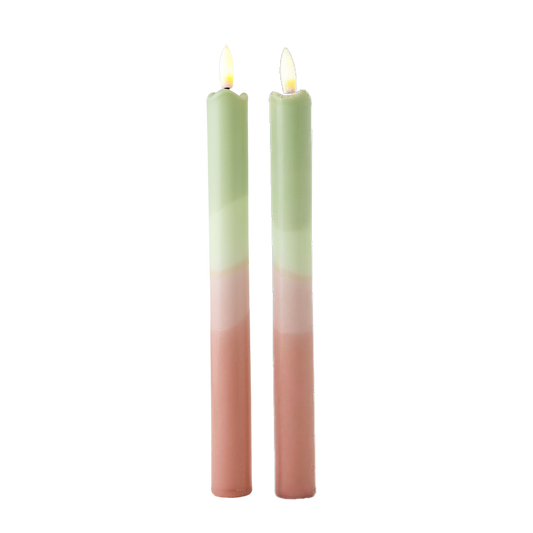 LED Pillar Candle Misty Green - Set of 2