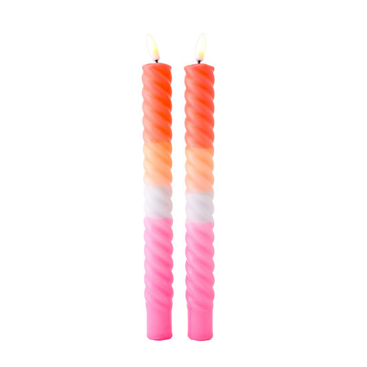 LED Swirl Candle Multicolor - Set of 2