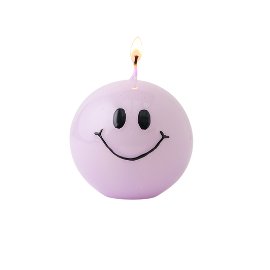 Smiley Kaars Lila - Verpakt per 6 stuks