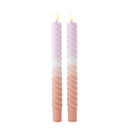 LED Swirl Candle Lila Sand - Set of 2