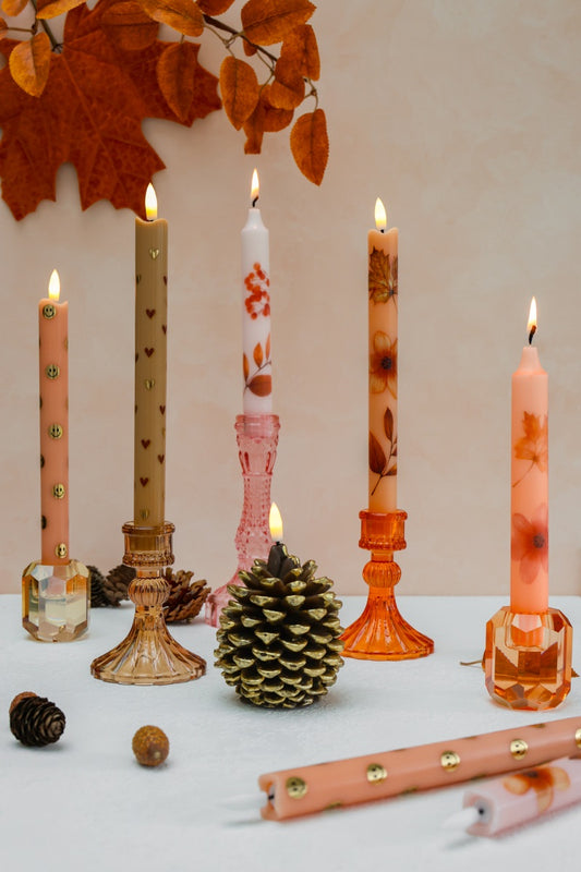 LED Pillar Candle Happy Orange RC - Set of 2