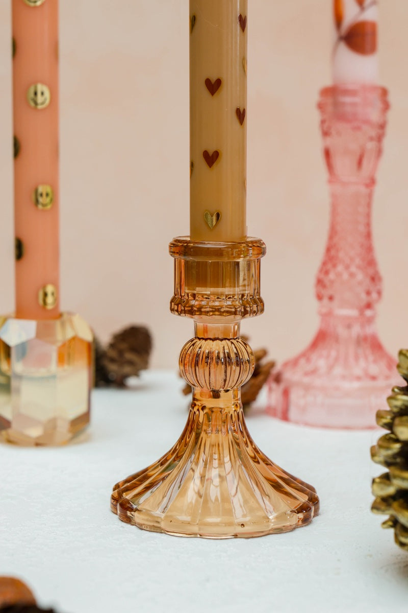 LED Pillar Candle Hearts Sand - Set of 2