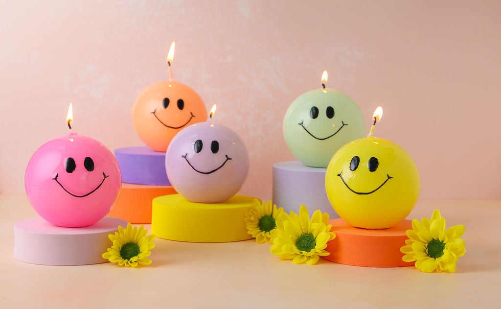 Smiley Kaars Mint - Verpakt per 6 stuks