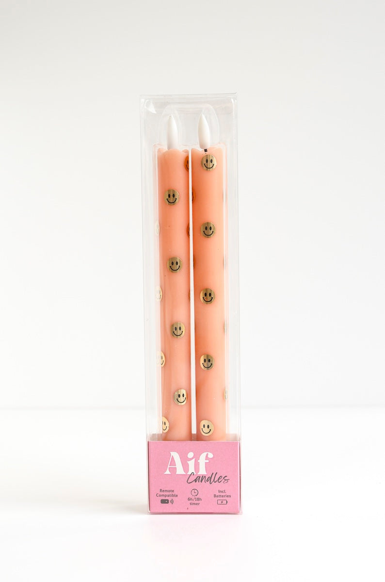 LED Pillar Candle Happy Orange RC - Set of 2