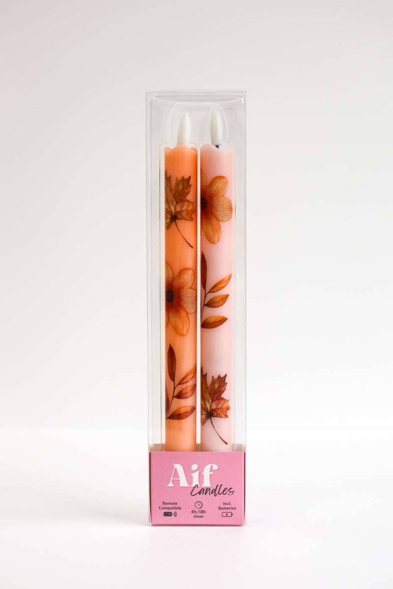 LED Pillar Candle Wild Flower RC - Set of 2