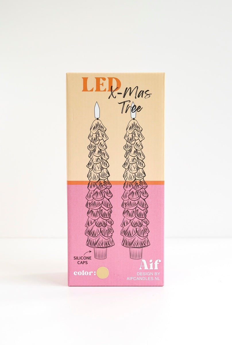 LED X-Mas Tree Candle Silver RC - Set of 2 - editie 2025