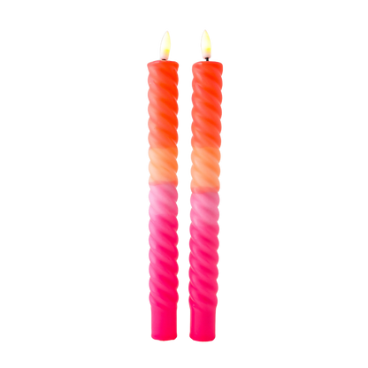 LED Swirl Candle Pink Orange RC - Set of 2