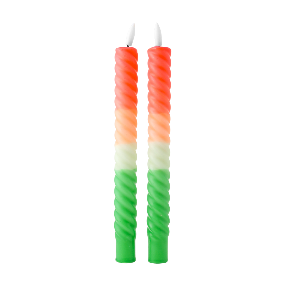 LED Swirl Candle Tangerine – Set of 2