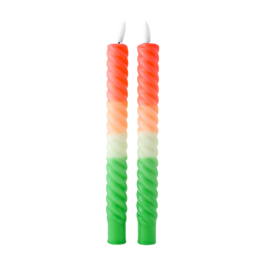 LED Swirl Candle Tangerine – Set of 2