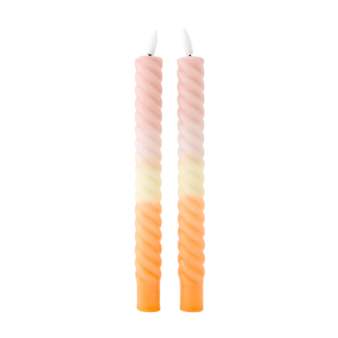 LED Swirl Candle Dusty Orange - Set of 2