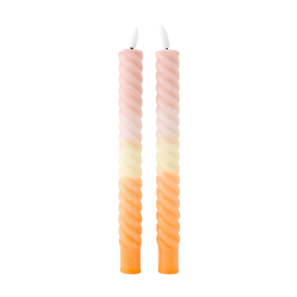 LED Swirl Candle Dusty Orange RC - Set of 2