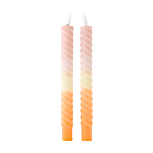 LED Swirl Candle Dusty Orange - Set of 2