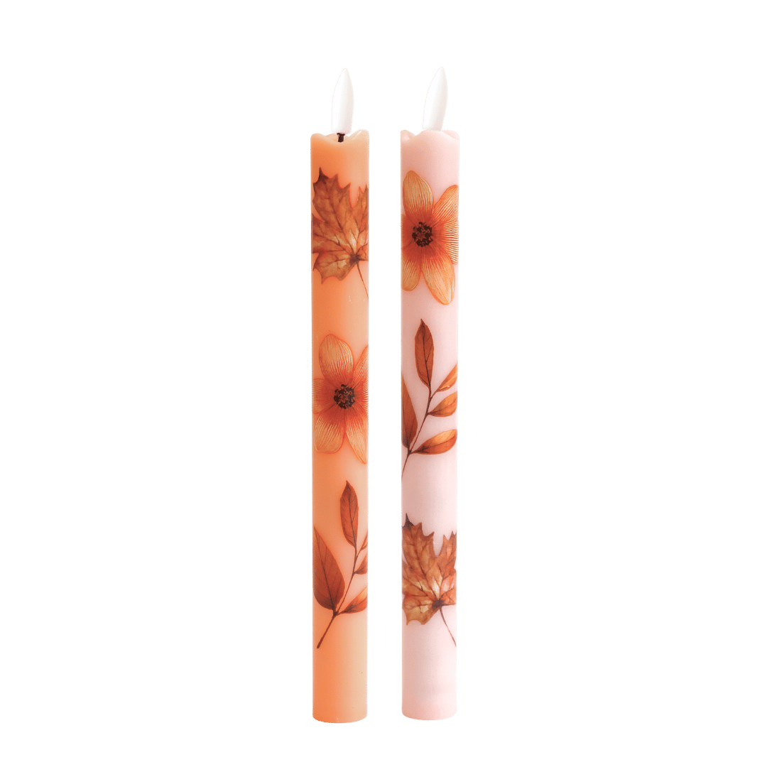 LED Pillar Candle Wild Flower RC - Set of 2