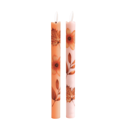 LED Pillar Candle Wild Flower RC - Set of 2