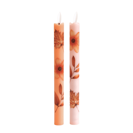 LED Pillar Candle Wild Flower RC - Set of 2