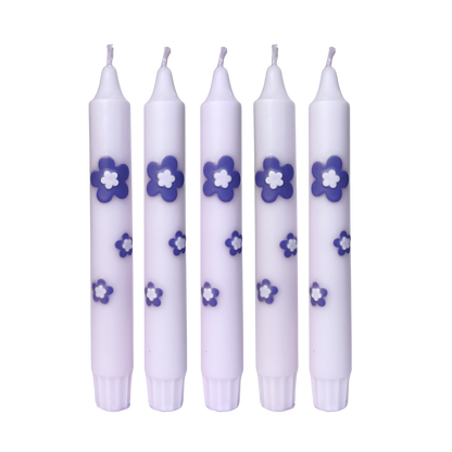 Diner Candle Retro Flower Lilac - Pack of 5