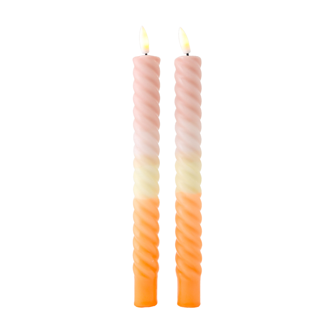 LED Swirl Candle Dusty Orange - Set of 2