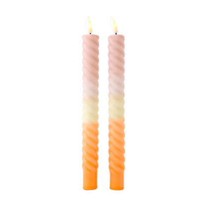 LED Swirl Candle Dusty Orange RC - Set of 2