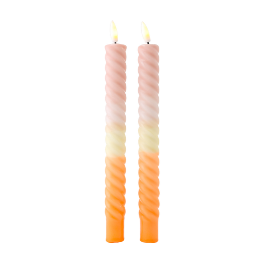 LED Swirl Candle Dusty Orange - Set of 2