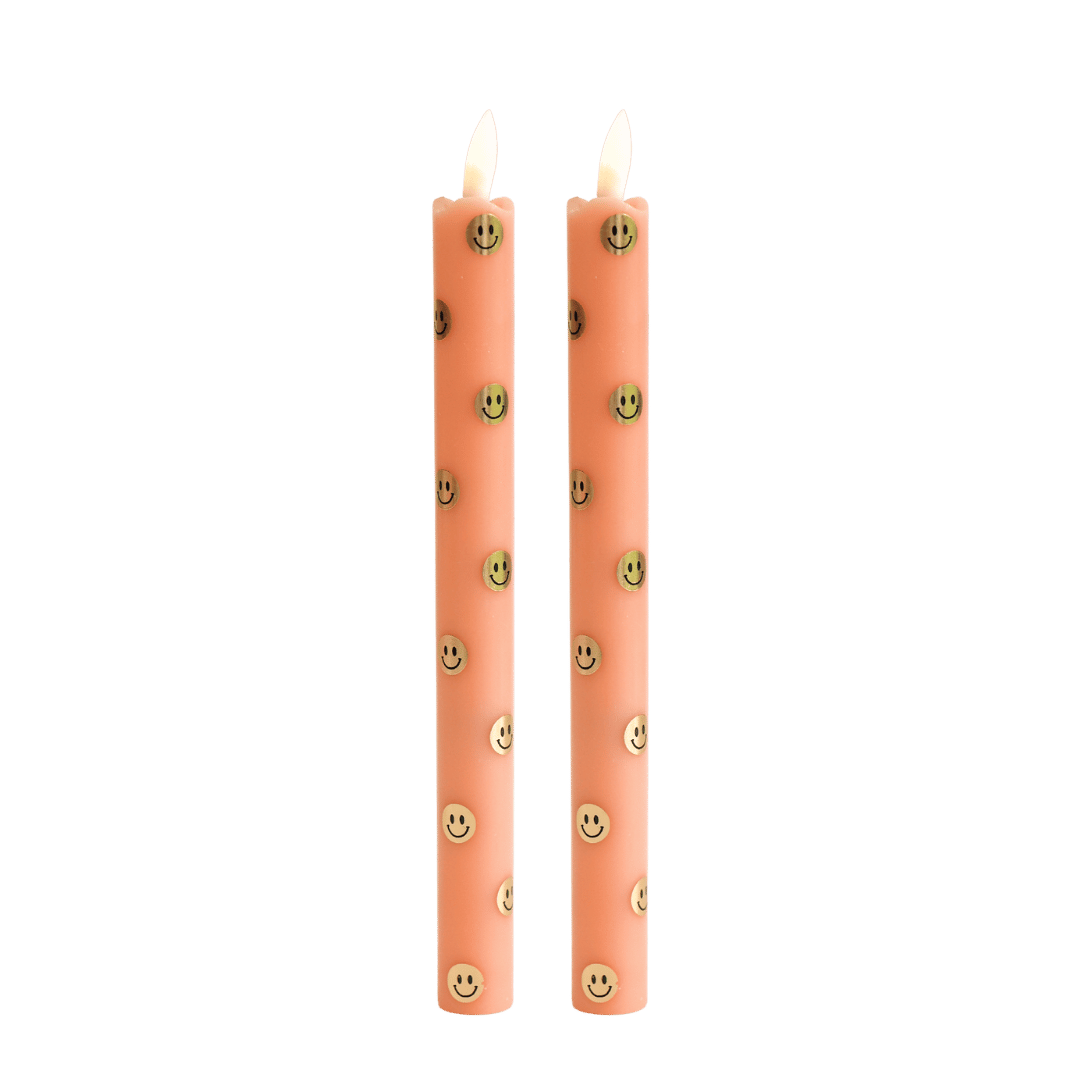 LED Pillar Candle Happy Orange RC - Set of 2