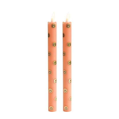 LED Pillar Candle Happy Orange RC - Set of 2