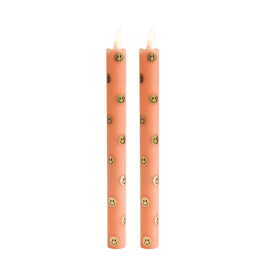 LED Pillar Candle Happy Orange RC - Set of 2