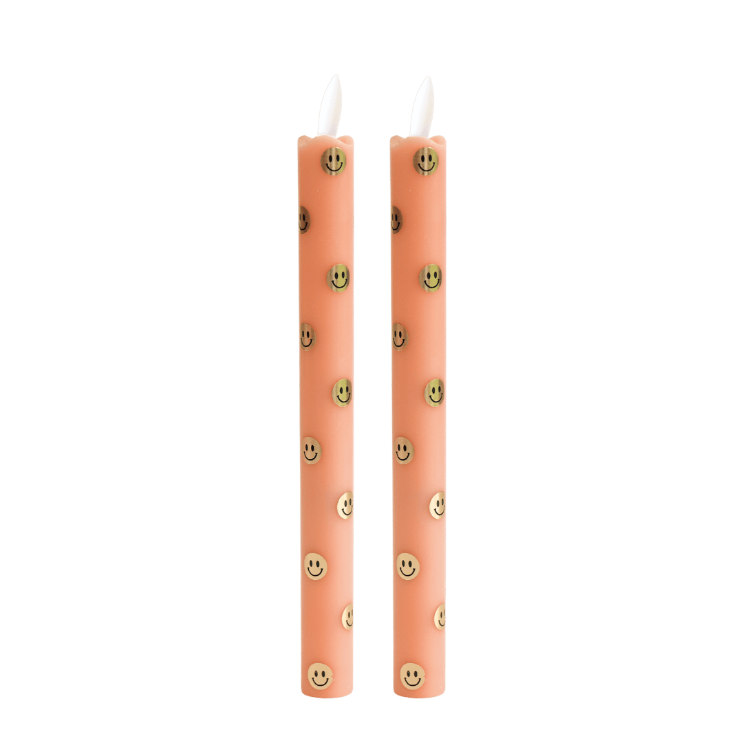 LED Pillar Candle Happy Orange RC - Set of 2