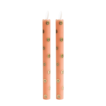 LED Pillar Candle Happy Orange RC - Set of 2