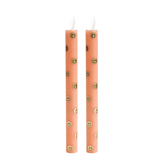 LED Pillar Candle Happy Orange RC - Set of 2