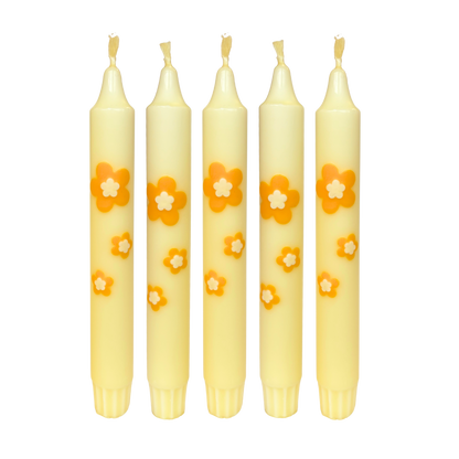 Diner Candle Retro Flower Yellow - Pack of 5
