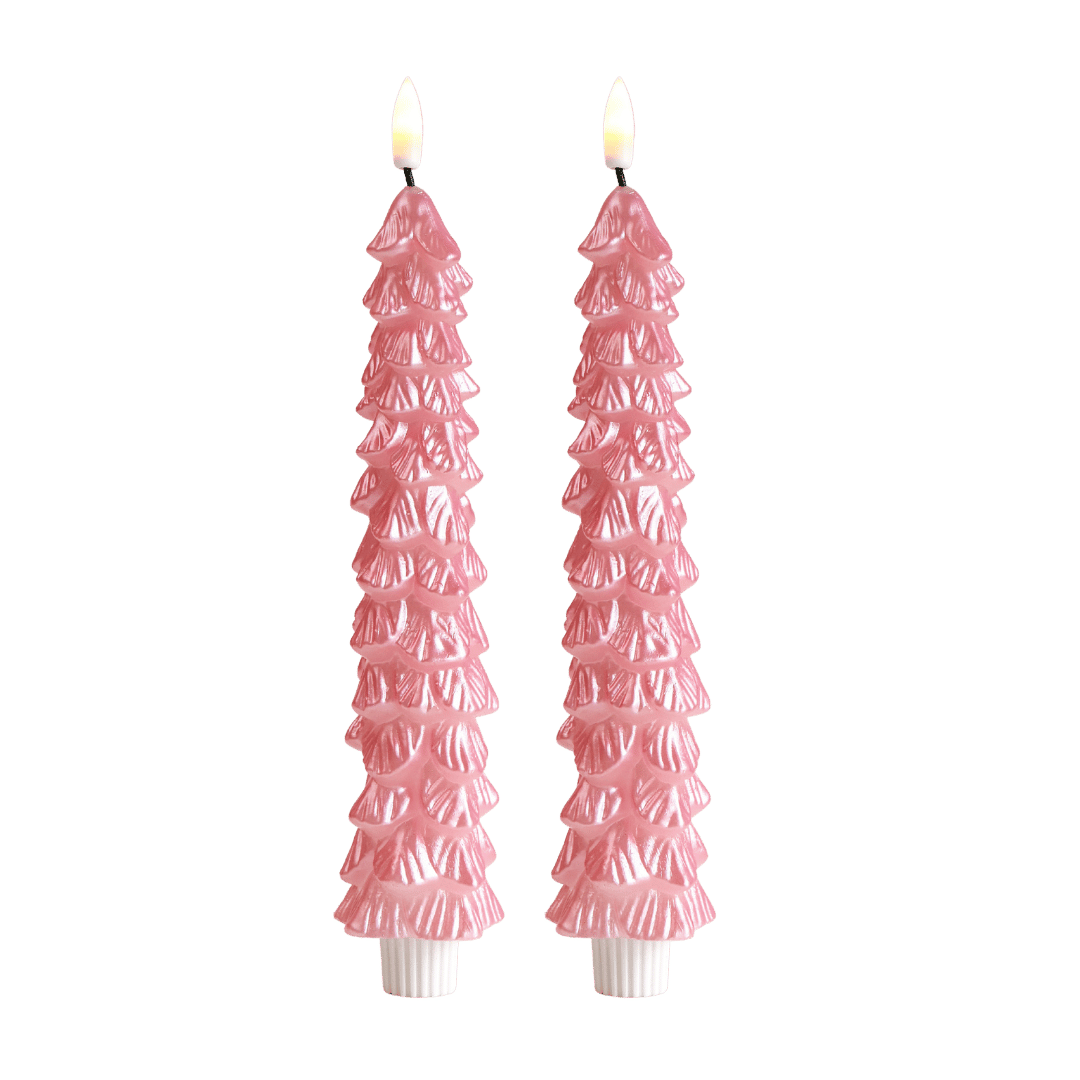 LED X-Mas Tree Candle Pink RC - Set of 2 - editie 2025