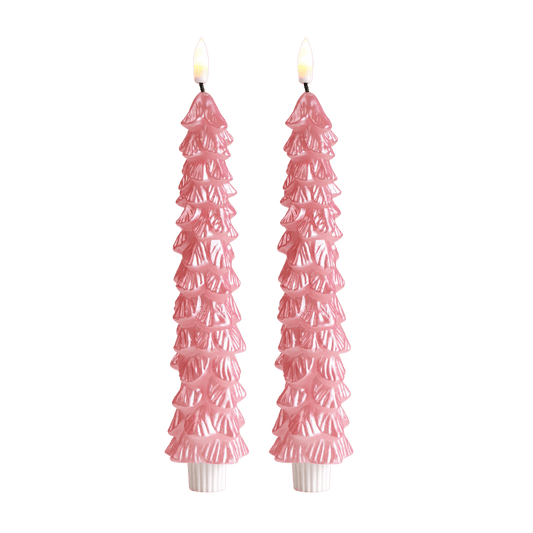 LED X-Mas Tree Candle Pink RC - Set of 2 - editie 2025