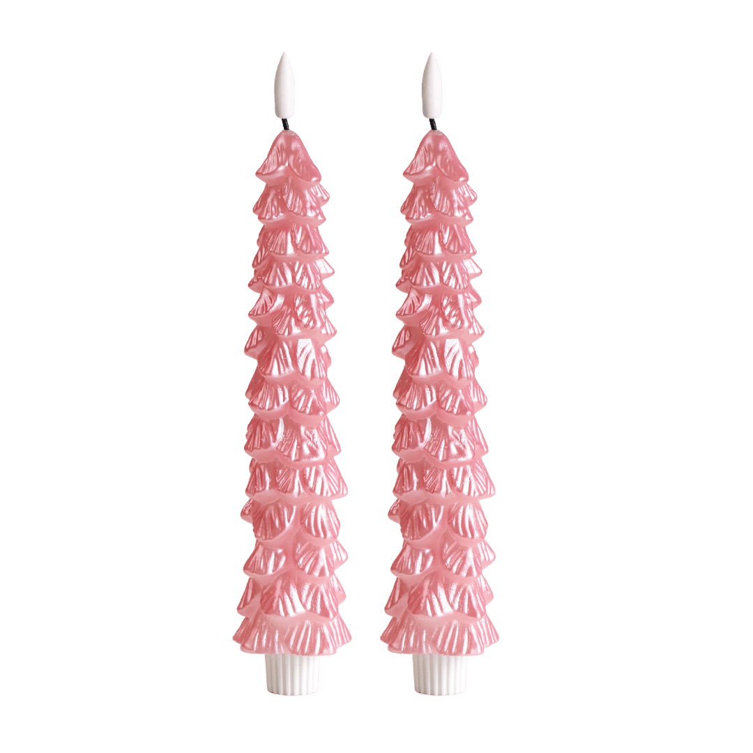 LED X-Mas Tree Candle Pink RC - Set of 2 - editie 2025