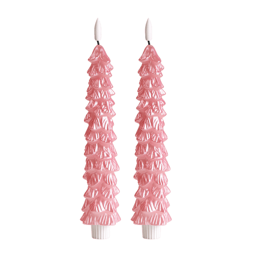 LED X-Mas Tree Candle Pink RC - Set of 2 - editie 2025
