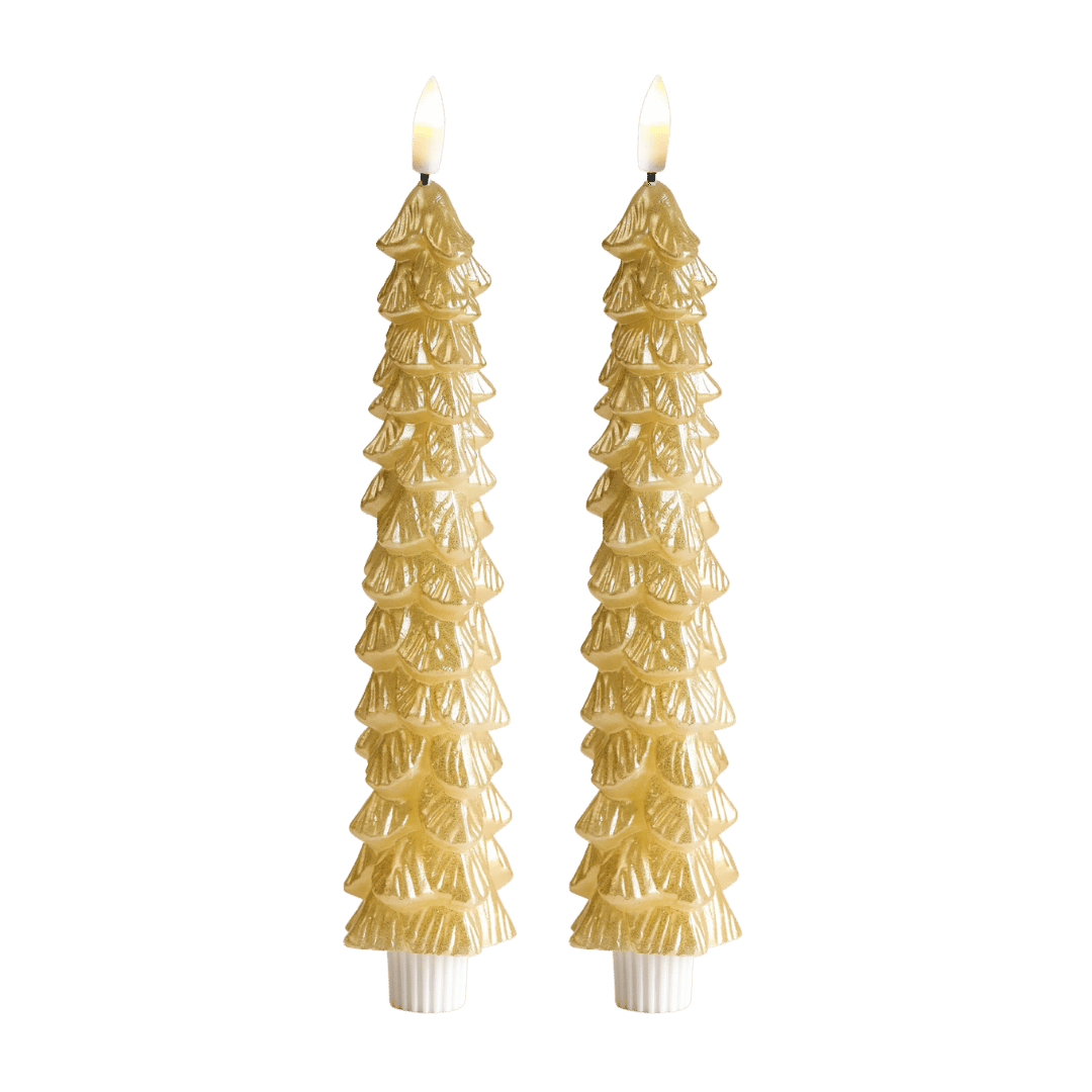LED X-Mas Tree Candle Gold RC - Set of 2 - editie 2025