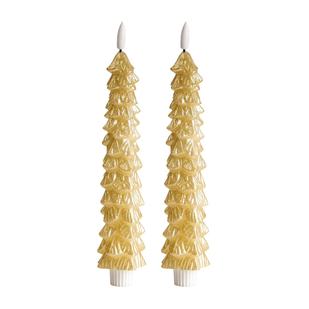 LED X-Mas Tree Candle Gold RC - Set of 2 - editie 2025