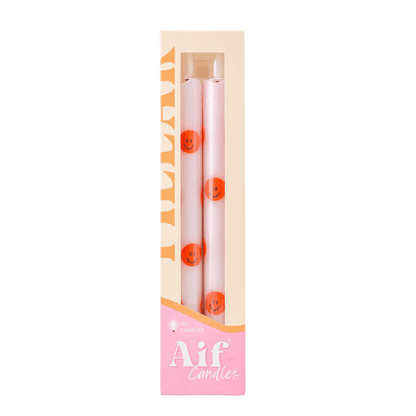 LED Pillar Candle Orange Smiles RC - Set of 2