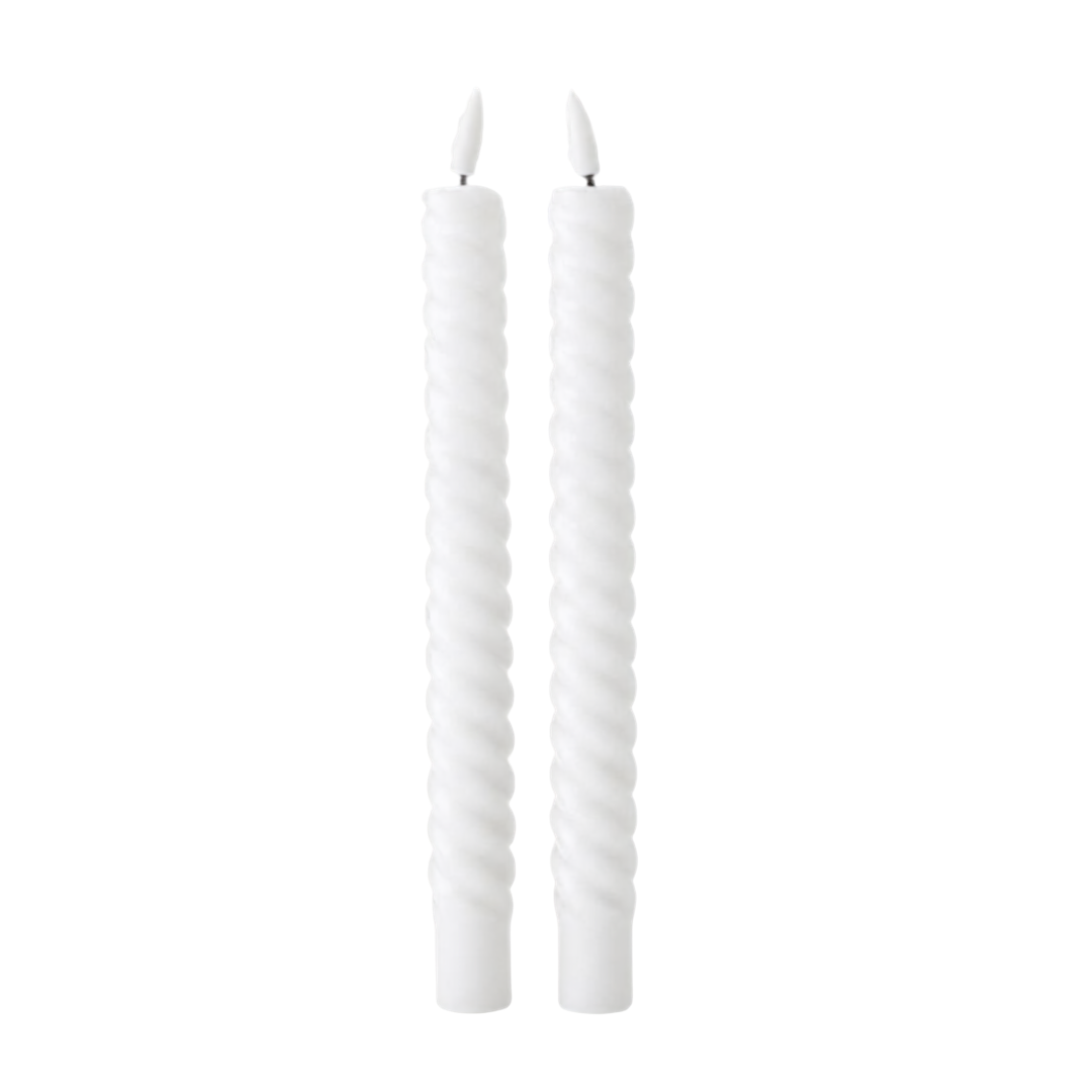 LED Pillar Candle Hearts Green RC - Set of 2