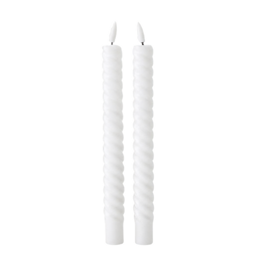 LED Pillar Candle Hearts Green RC - Set of 2