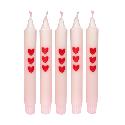 Diner Candle Triple Hearts - Pack of 5