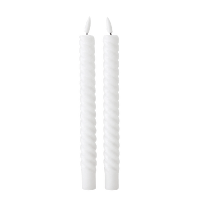 LED Swirl Candle White RC - Set of 2