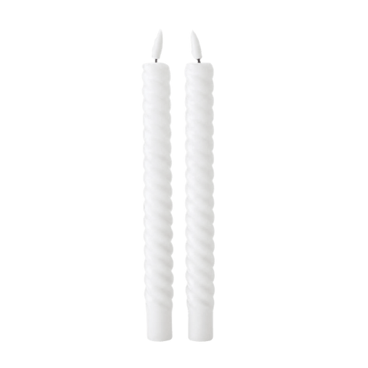 LED Swirl Candle White RC - Set of 2