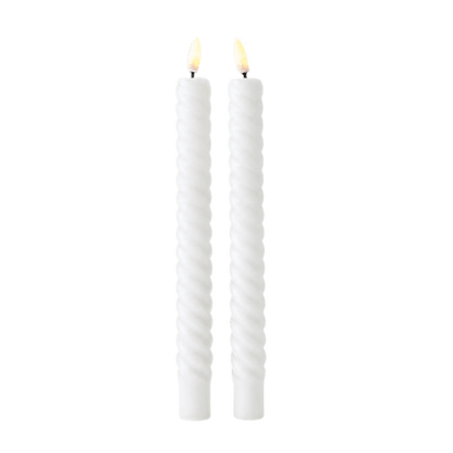 LED Swirl Candle White RC - Set of 2